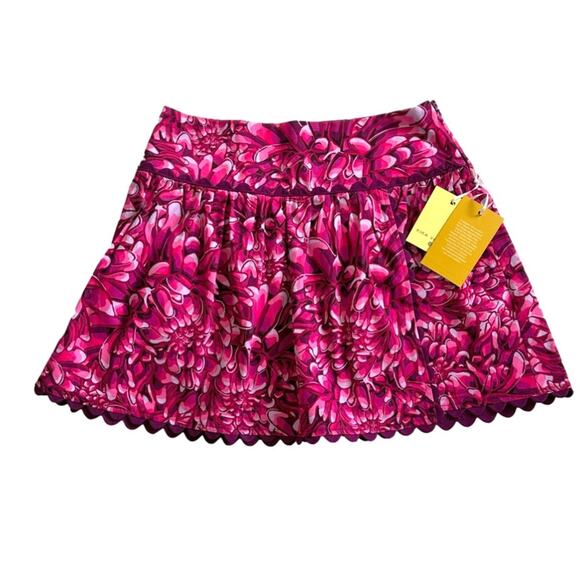 Kika Vargas X Target Skirt Pink Mum Floral Scalloped Edges Pockets Mini Size 8 - Picture 1 of 12